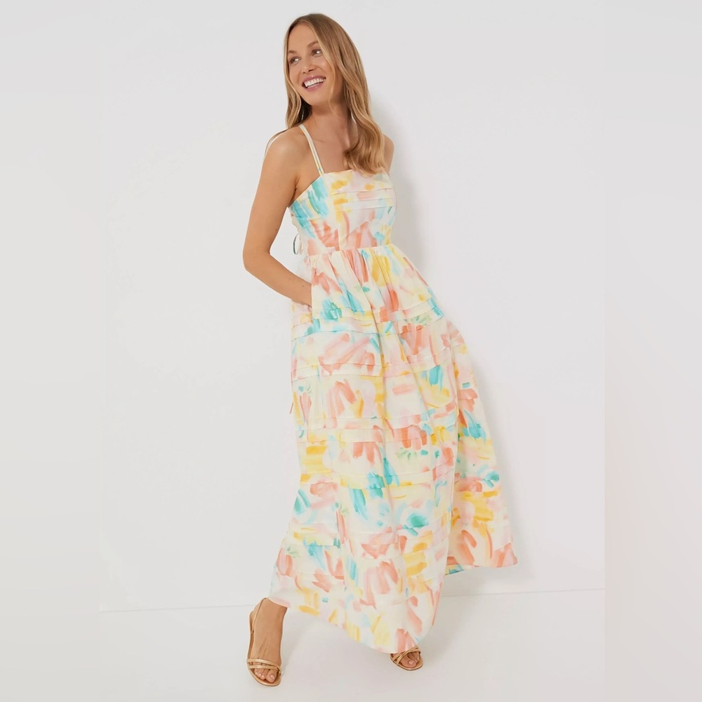 Hyacinth House MULTI WATERCOLOR OPEN BACK WHITLEY MAXI DRESS - NWT